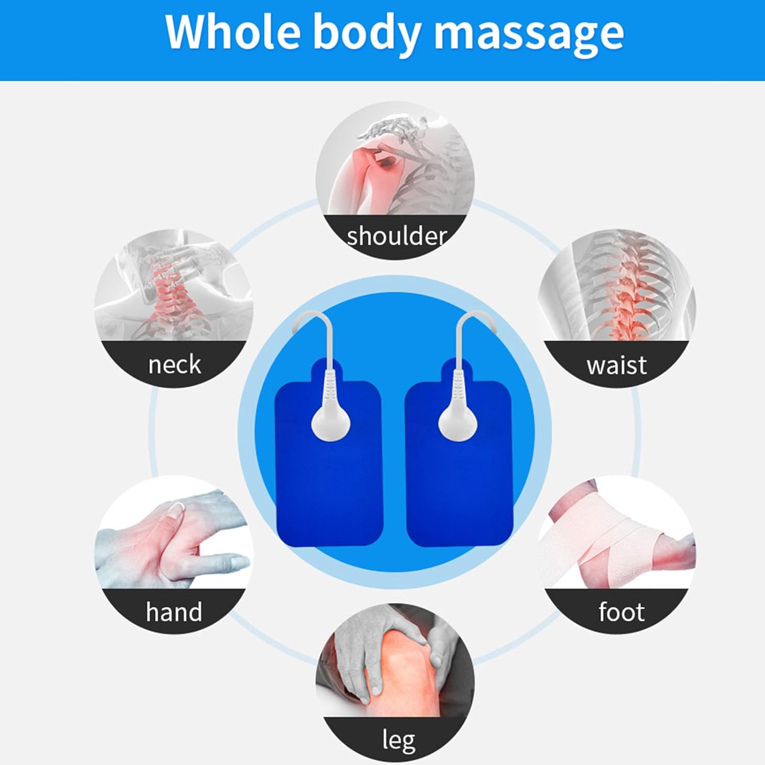 Picture of Rechargeable Tens Digital Therapy Machine Electronic Tens Unit Electrotherapy Device  (Pulse Massager with 8 Modes with 4 Pads) Multicolor