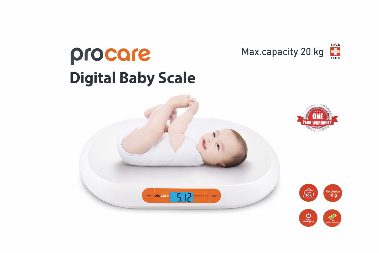 Picture of ProCare Digital Baby Scale (Max Capacity 20kg) Multicolor