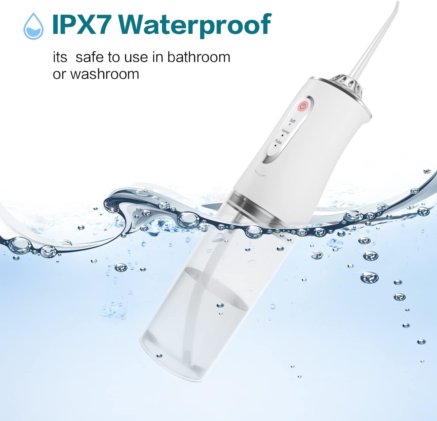 Picture of Water Dental Flosser Teeth Picks - 4 Jets 3 Modes Portable Cordless Water Flosser for Teeth Cleaner, IPX7 Waterproof Oral Irrigator Rechargeable for Travel Home,Gums, Braces Care White Multicolor
