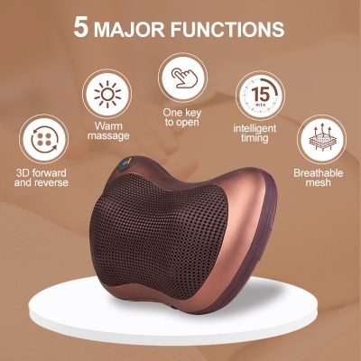 Picture of Infrared Electronic Neck and Back Massage Pillow Soft Support for Travel With Shiatsu Vibration Functions for Leg Body Waist Multicolor