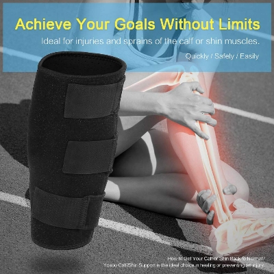 Picture of Calf Compression Sleeve for Men and Women, Adjustable Shin Splint Compression Sleeve Calf Compression Brace Shin Splint Sleeve Support Lower Leg Wrap Muscle for Running Black