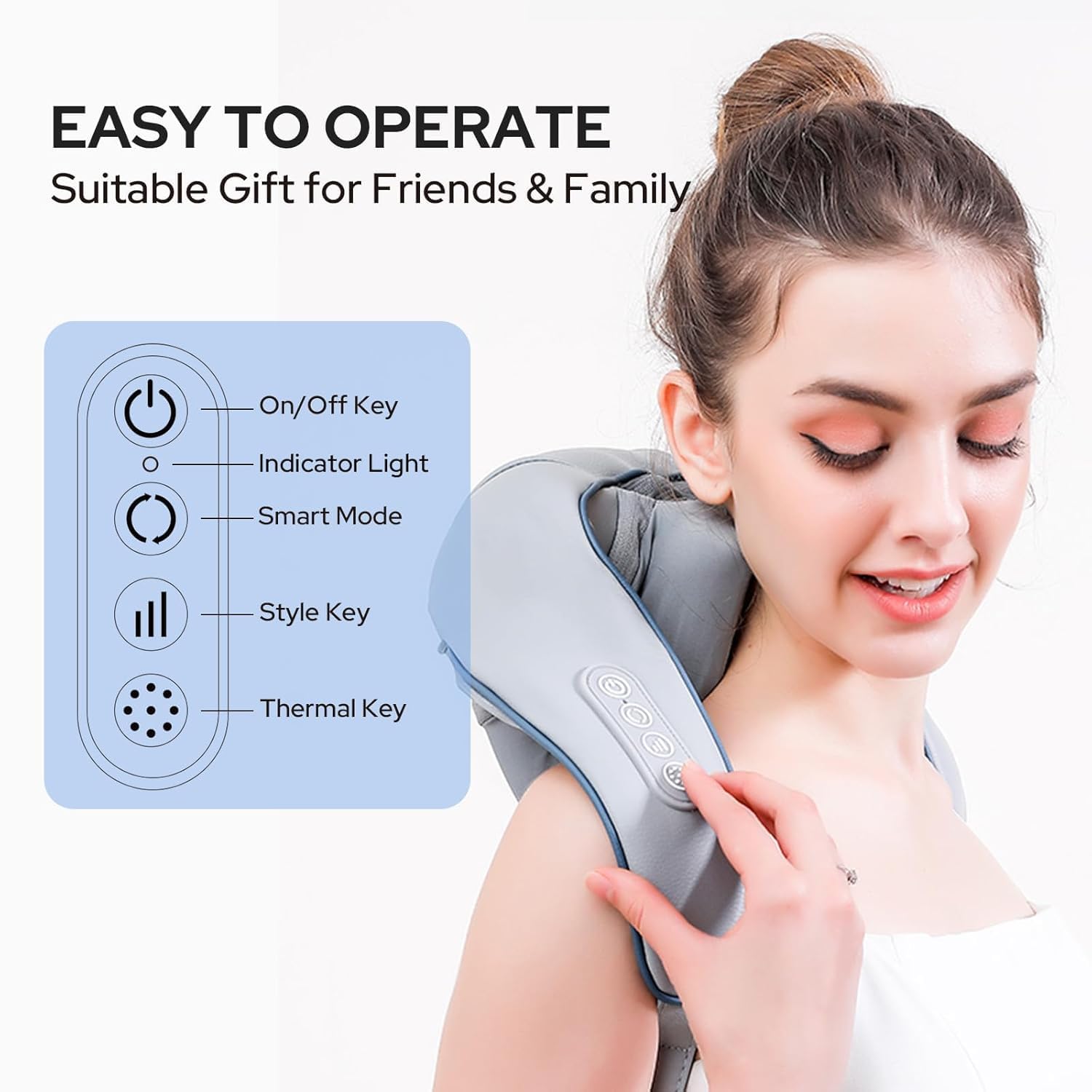 Picture of Neck And Back Massager With Heating, Body Massager For Body Aches And Pains Relief, Electric 5D Cervical Massage Machine For Deep Tissue Neck, Back, Shoulders, Waist And Legs Multicolor