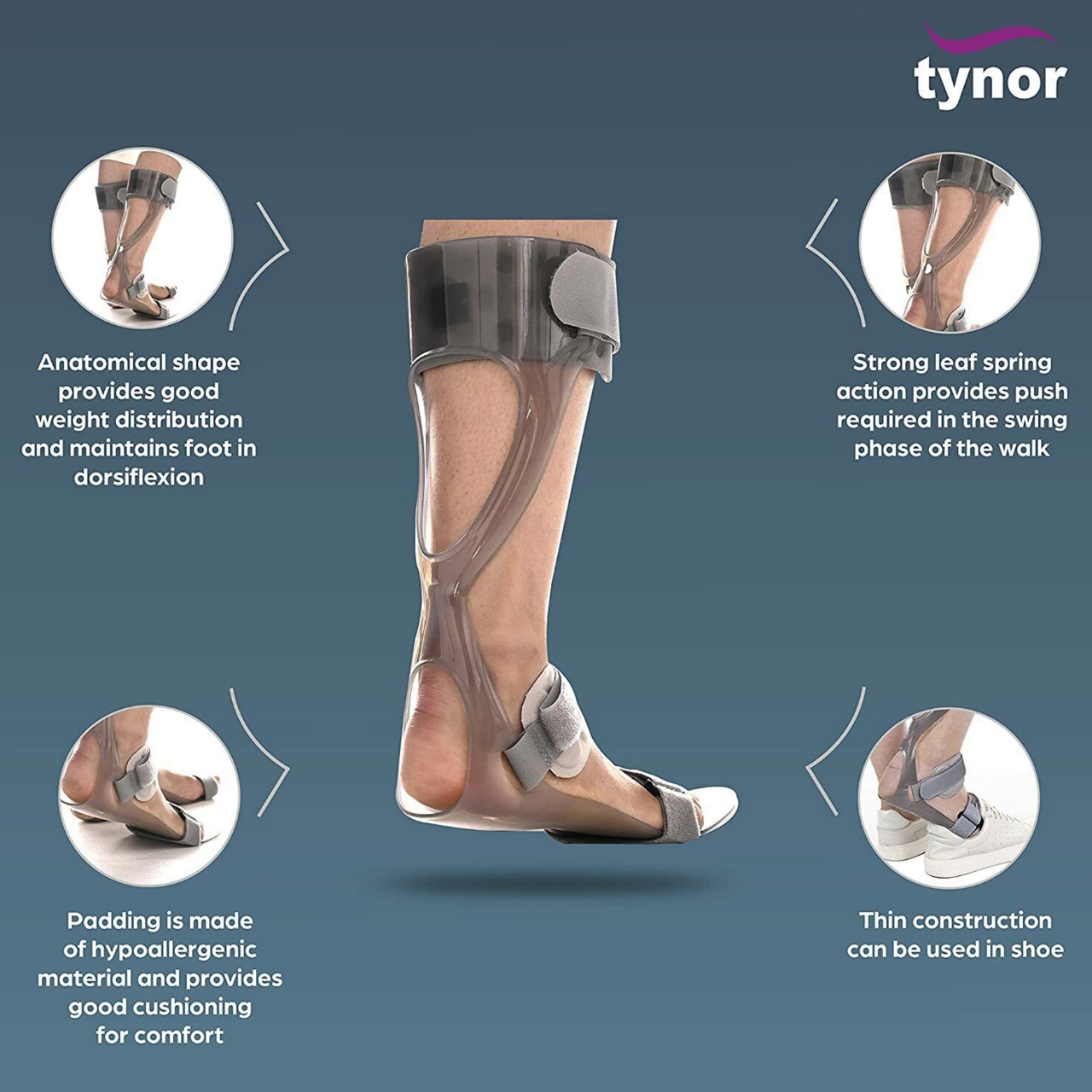 Picture of Tynor Foot Drop Splint(Foot Support, Perfect fitting,Customizable,Comfortable, Durable,Easy to use) Multicolor