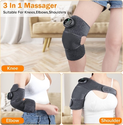 Picture of Knee Massager with Heat and Vibration Massage, Knee Brace Pain Relief for Joints Elbow Shoulder Ligament and Muscles Injuries, Two Adjustable Straps, Suit for Family Home Multicolor Int: One size