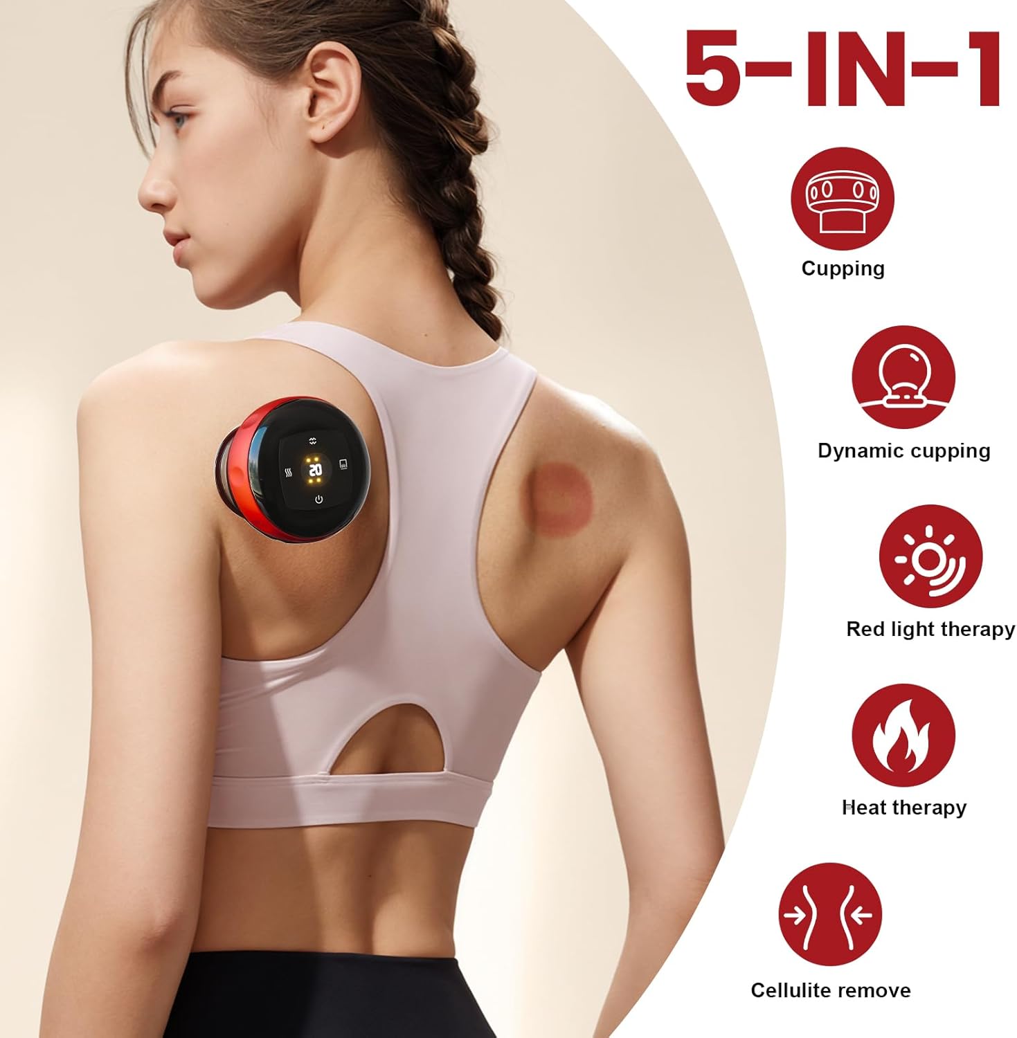 Picture of Therapy Massager With Red Light Therapy Hijama Vacuum Cup Cupping Therapy Electric Machine It integrates the three functions of negative pressure suction cups, scraping and massage. Black