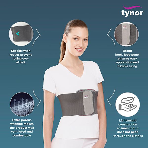 Picture of Tynor Rib Belt, Grey, Medium,Large,extra large, 1 Unit Multicolor