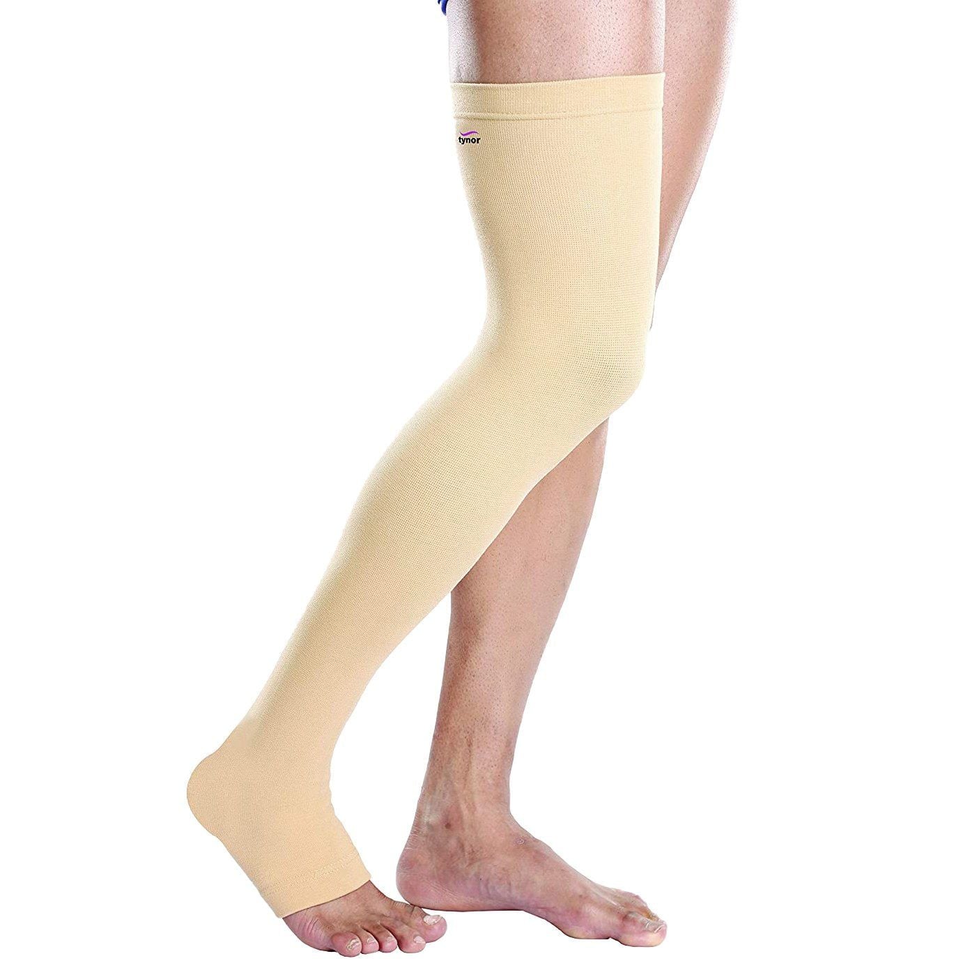 Picture of Tynor Compression stockings -Thigh Lenght Open Toe,With presser garmanc Adjustable Grey