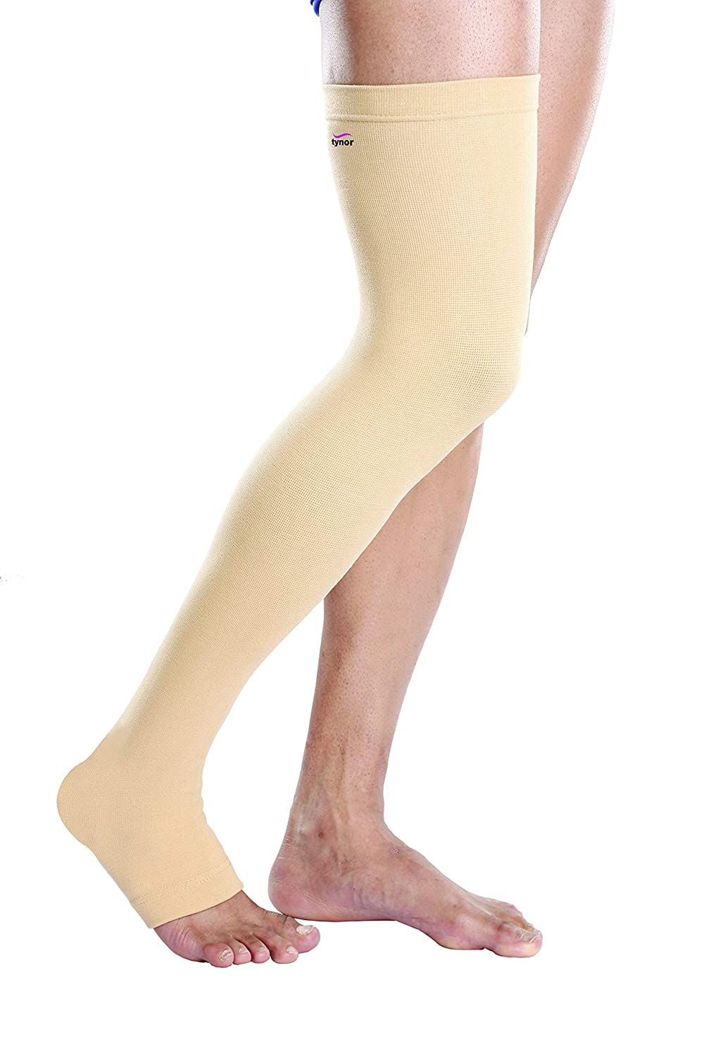 Picture of Tynor Compression stockings -Thigh Lenght Open Toe,With presser garmanc Adjustable Grey