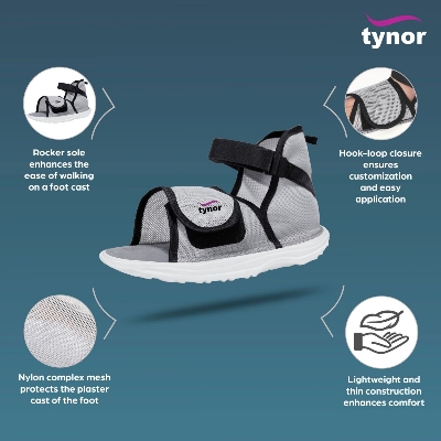 Picture of Tynor Cast Shoe Rocker Sole(Protection,Walking,Light weight) Grey