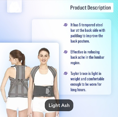 Picture of Posture corrector Tylor Brace Dorso Lumber Spinal Support Belt Lower and upper Back pain Relief Magnitic Back Brace For men & Women. 
