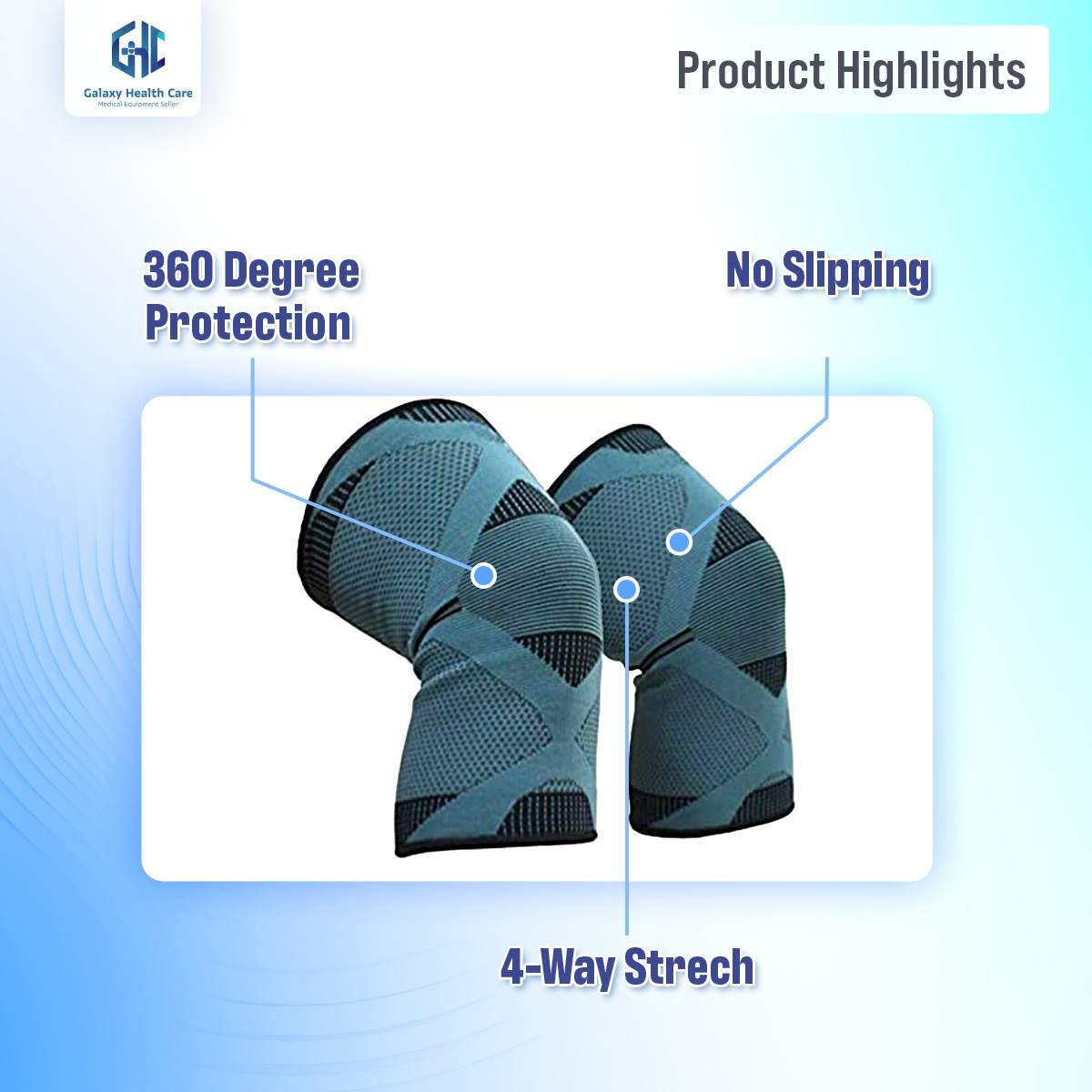 Picture of Dyna knee cap Providing 360 Degree Protection 4-Way Stretchable Knee Support Non Toxic 