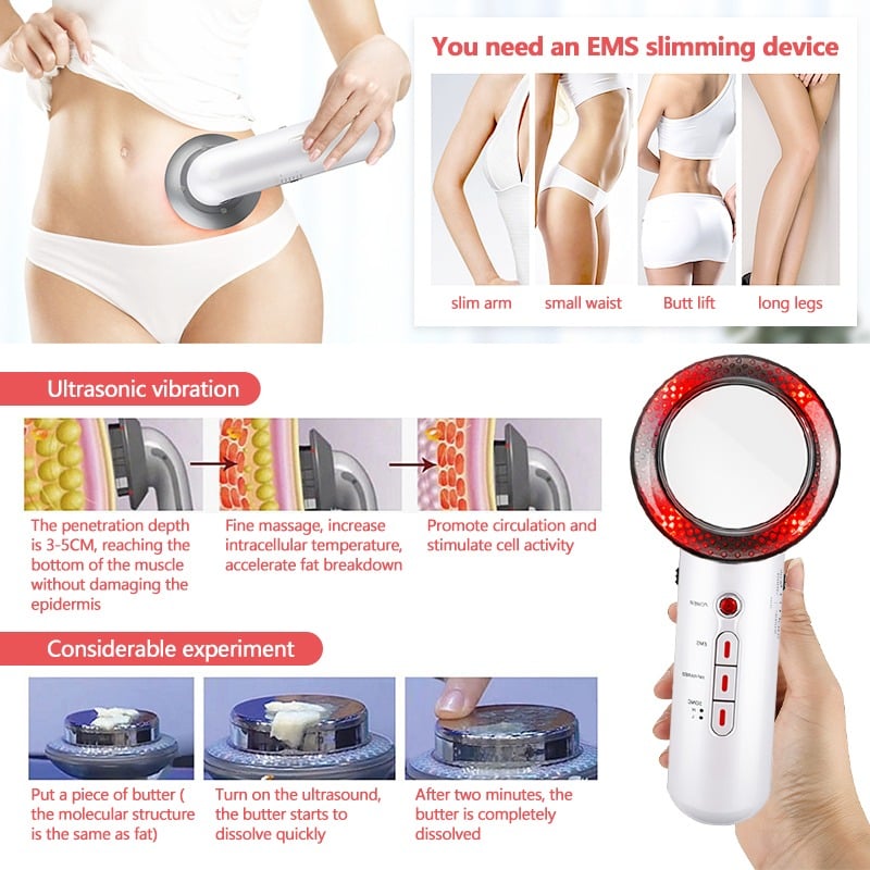 Picture of Face Reduction 3 in 1 EMS Infrared Ultrasonic body Massager Anti cellulite Fat Burner Weight Loss Infrared Slimming Machine White