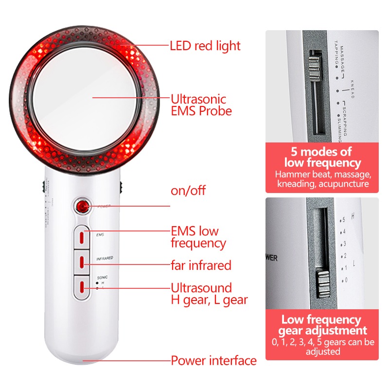 Picture of Face Reduction 3 in 1 EMS Infrared Ultrasonic body Massager Anti cellulite Fat Burner Weight Loss Infrared Slimming Machine White