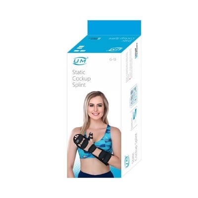 Picture of UM Static Cockup Splint,With Hand Resting Splint - Right/Left Black