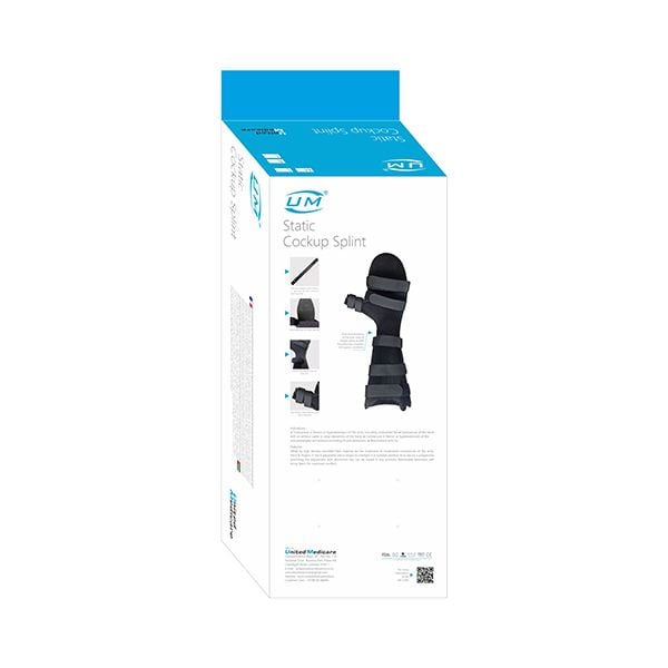 Picture of UM Static Cockup Splint,With Hand Resting Splint - Right/Left Black