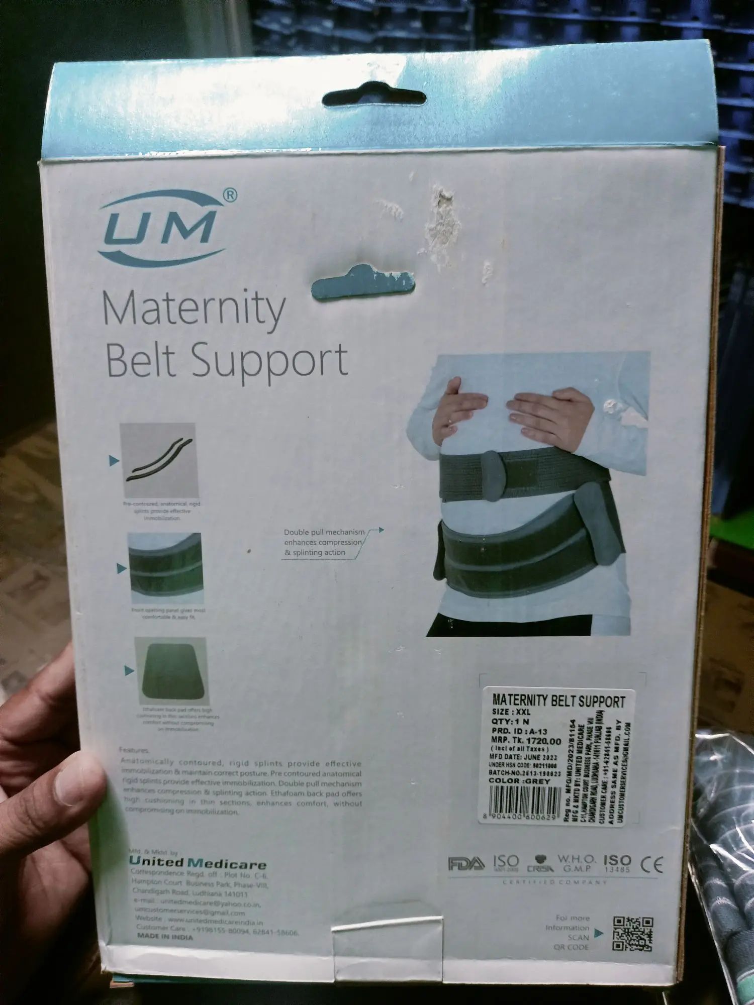 Picture of Maternity belt, pregnancy back support, (With adjustable pain relief) Grey