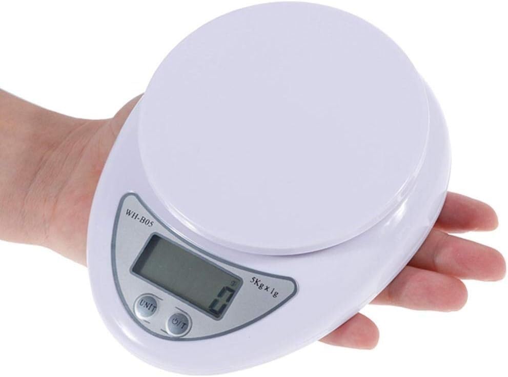 Picture of 5kg/1g LED Electronic Scales Food Coffee Balance Measuring Weight Portable Digital Baking Scale Kitchen Accessories Tools White