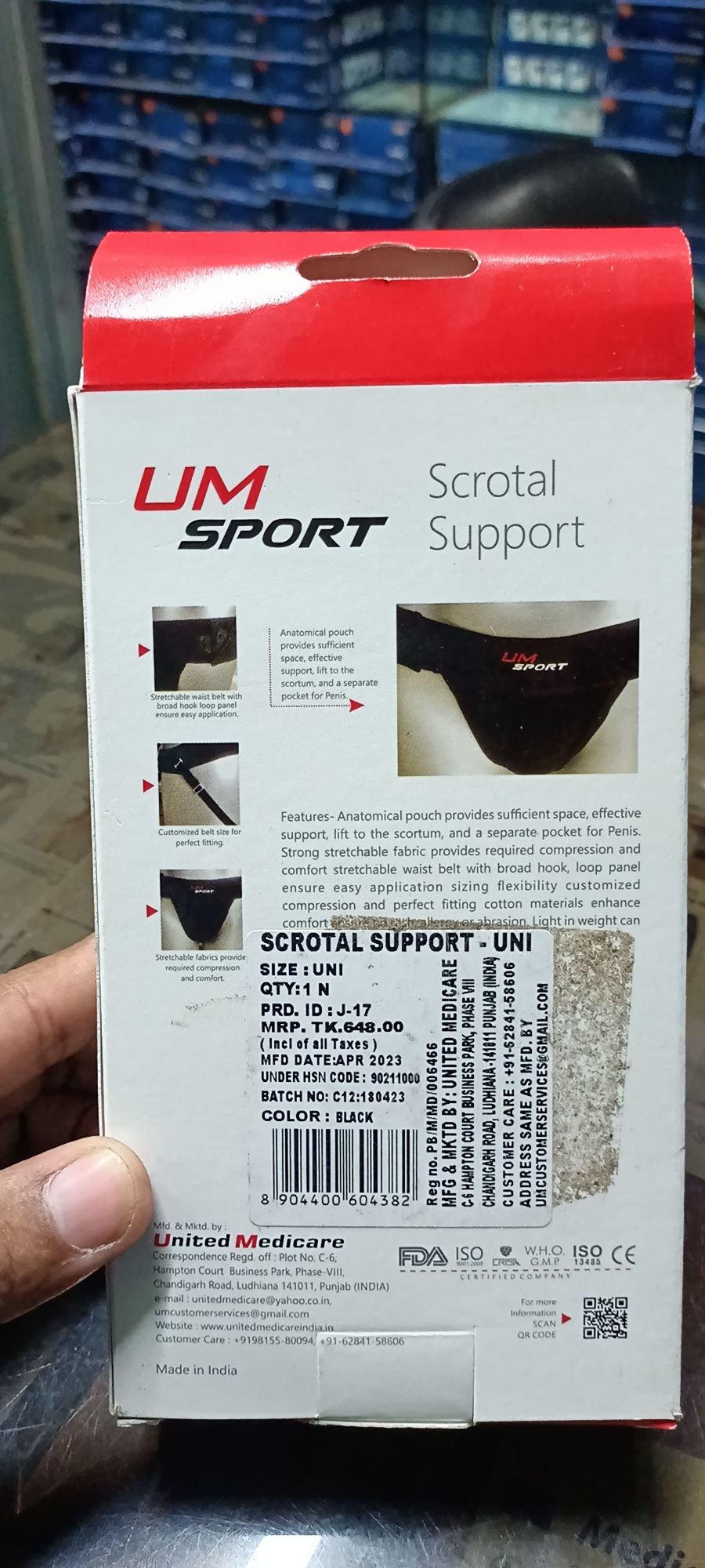 Picture of United Medicare Scrotal support (Black) for man Black