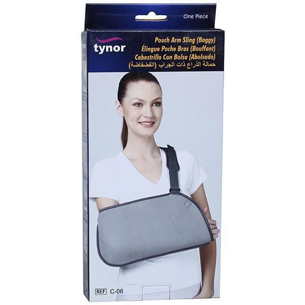 Picture of Tynor Pouch Arm Sling Tropical  Immobilizes Broken Arm Grey