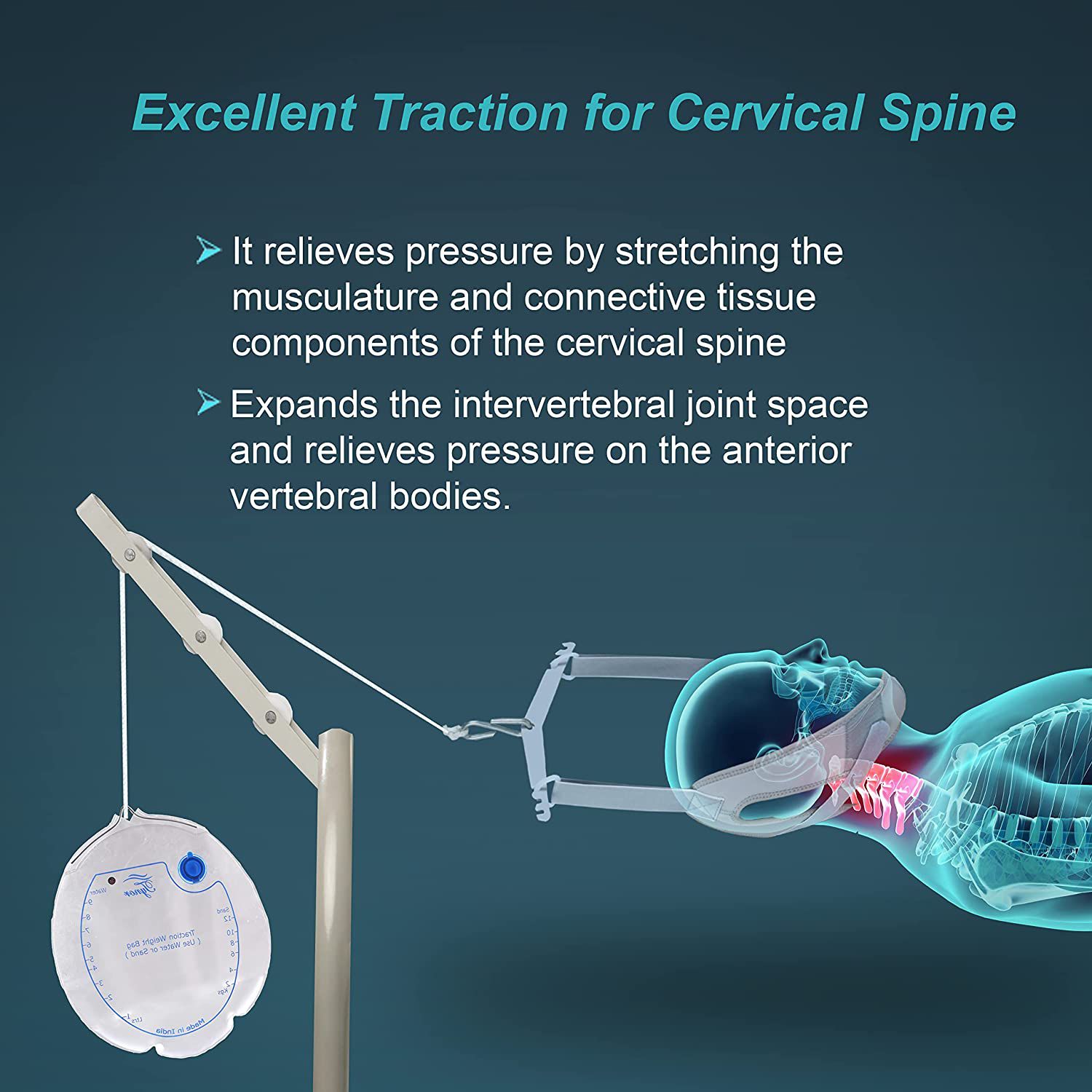 Picture of tynor cervical traction kit (sleeping) with weight bag Grey