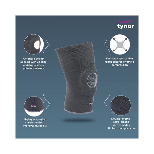 Picture of Tynor Knee Cap Open Patella (Support, Uniform Compression, Relieves Pain) Grey