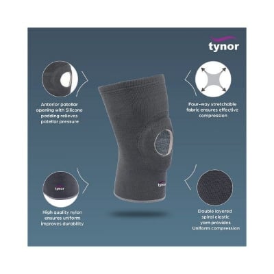 Picture of Tynor Knee Cap Open Patella (Support, Uniform Compression, Relieves Pain) Grey
