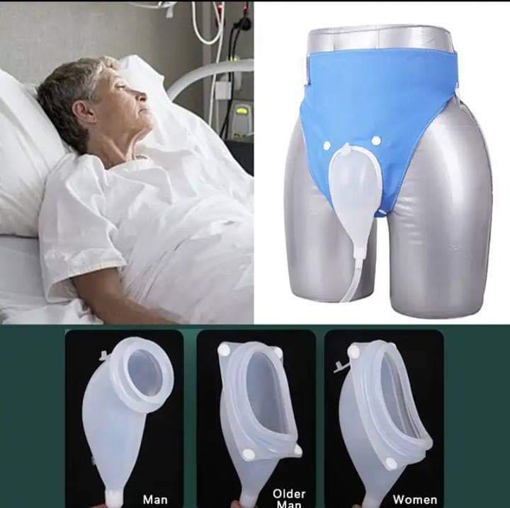 Picture of Portable reuseable medical incontinence male female urine container urine collection bag / Silicone Urine Collector Bag Adults Urinal with Urine Catheter Bags for Older Men Woman 