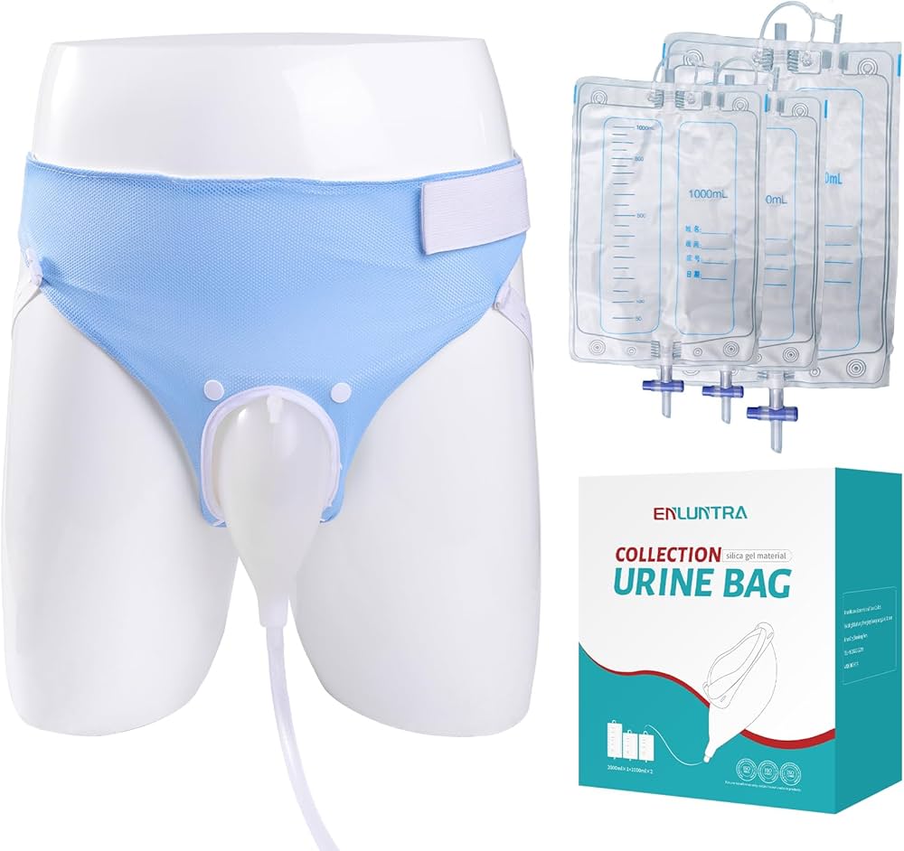 Picture of Portable reuseable medical incontinence male female urine container urine collection bag / Silicone Urine Collector Bag Adults Urinal with Urine Catheter Bags for Older Men Woman 