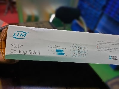Picture of UM Static cockup splint,(with hand rest adjustable support) Black