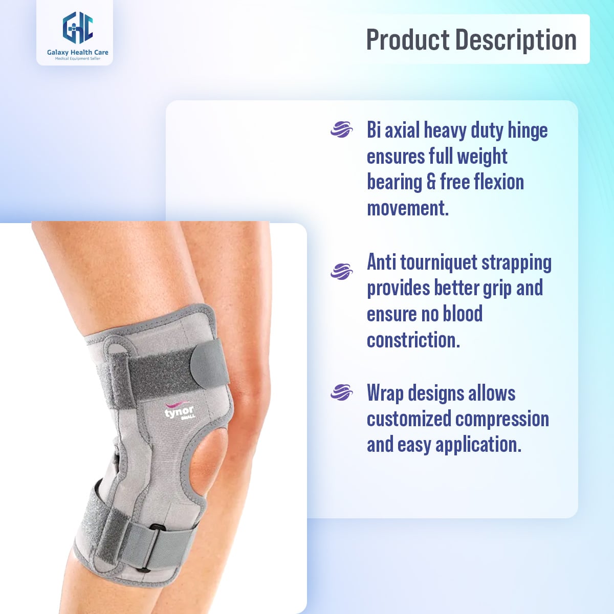 Picture of Tynor Functional Knee Support for Lateral Support and Immobilization Multicolor
