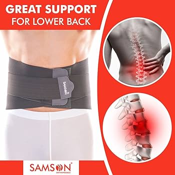 Picture of Samson Orthotics Contoured Lumbo Sacral LS Support Belt Spinal, Acute and Chronic Lower Back Pain, Spondylosis, Osteoporosis, Slip Disc, Post Disketomy Care for Women and Men Multicolor