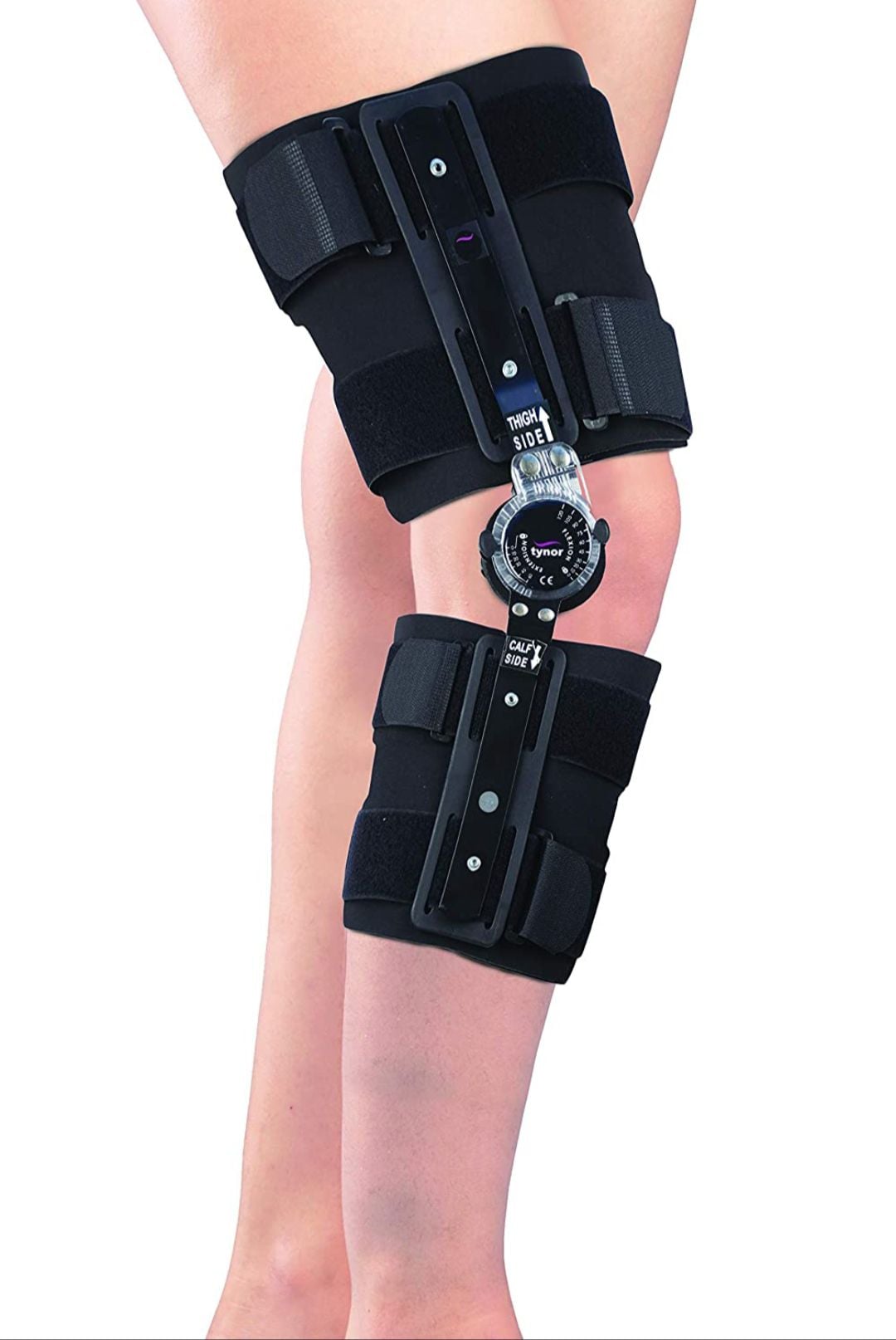 Picture of Tynor Rom knee brace   with Knee Immobilization Adjustable  hinged brace Black
