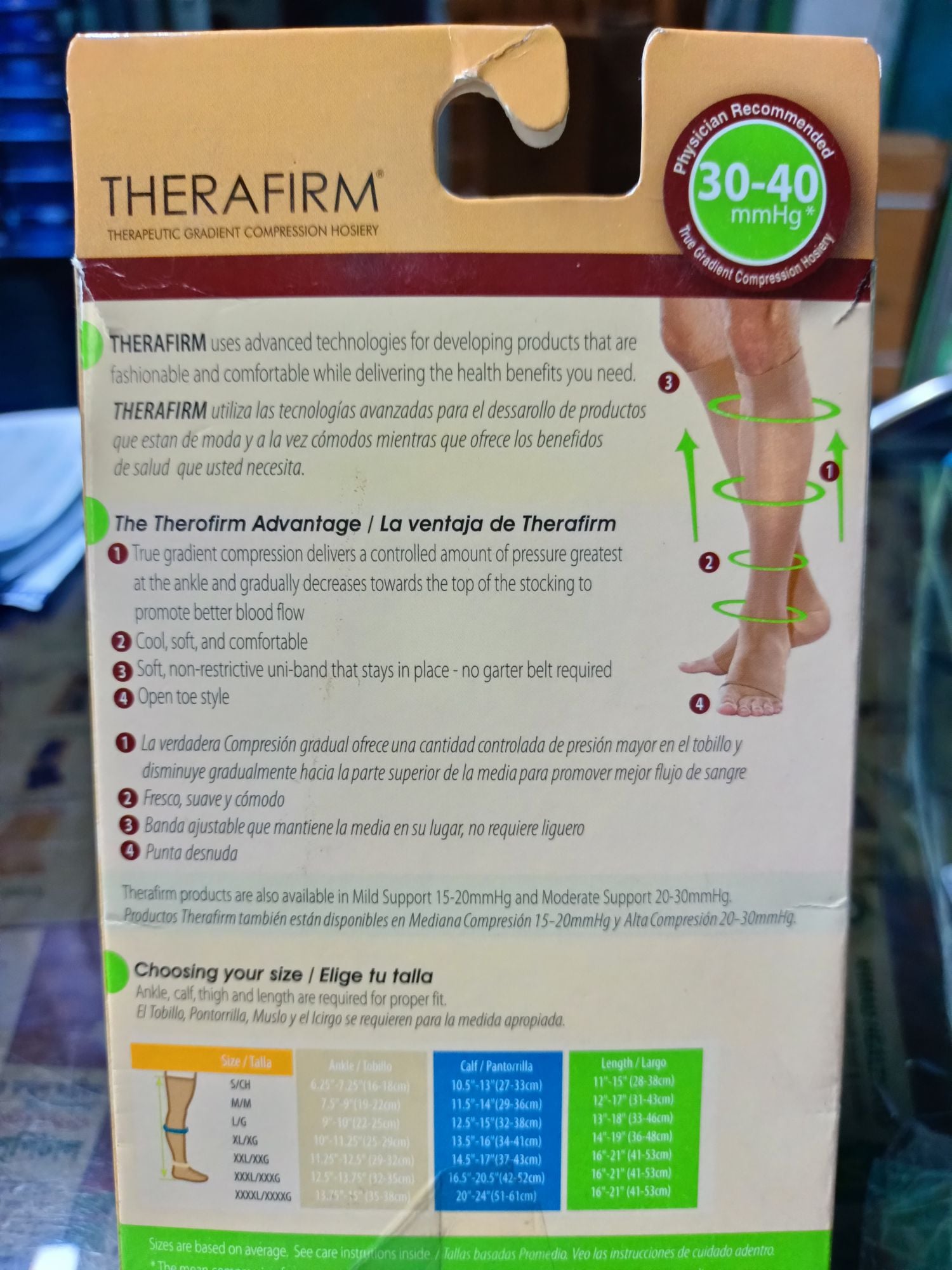 Picture of Therafirm Knee High Stocking 20- 30 mmHg Firm Compression Support Nylons Grey