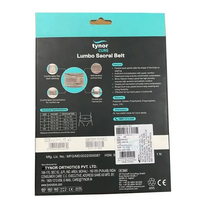 Picture of Tynor Lumbo sucral belt  Back pain Adjustable relief Support Grey