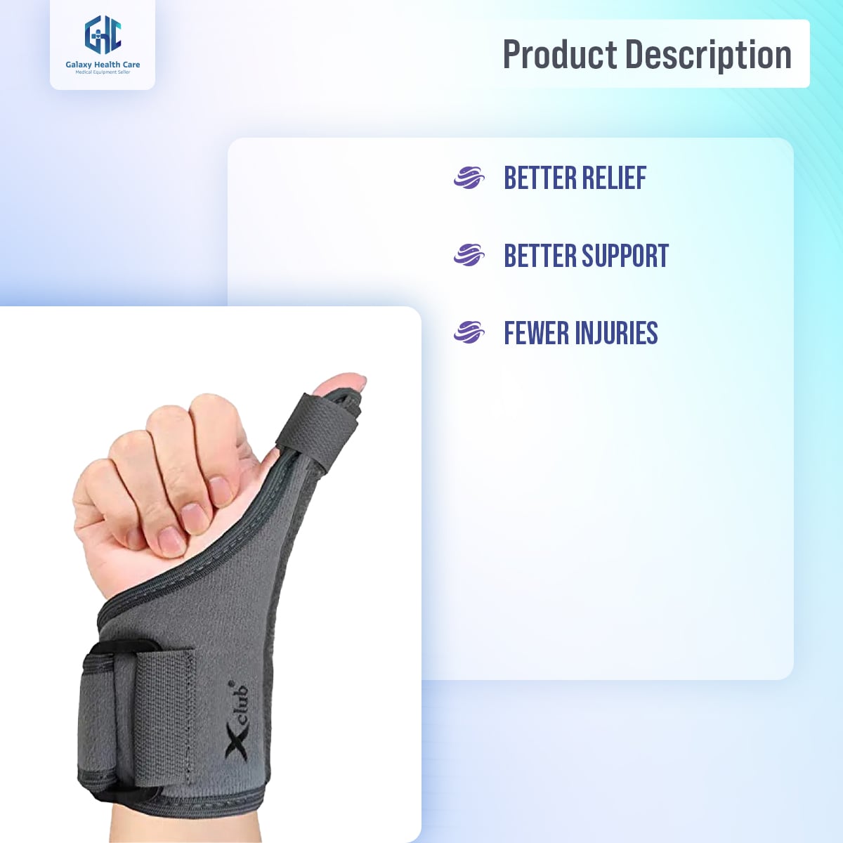 Picture of Taiba Thumb Spica Splint Wrist Support/Wrist Strap/Wrist Brace/Hand Support - SUITABLE FOR BOTH RIGHT AND LEFT HANDS Light Ash