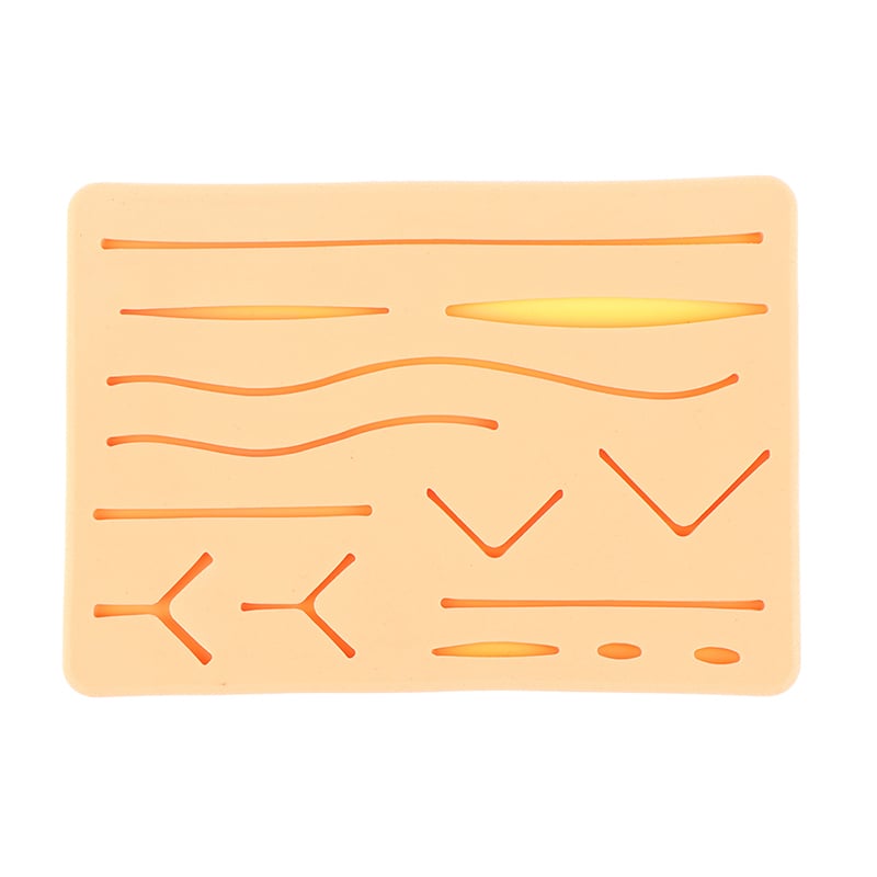 Picture of Reusable Surgical Medical Practice Traumatic Simulation Wounds Training Teaching Model Suture Kit Pad Silicone Fake Skin Suture Beige