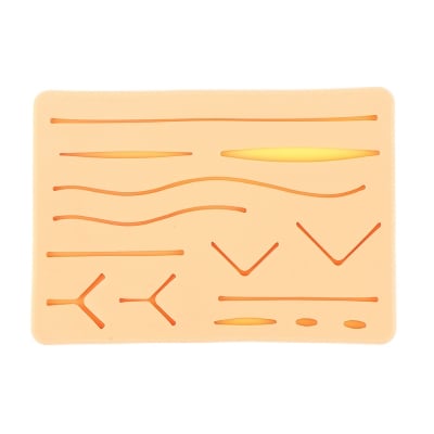 Picture of Reusable Surgical Medical Practice Traumatic Simulation Wounds Training Teaching Model Suture Kit Pad Silicone Fake Skin Suture Beige