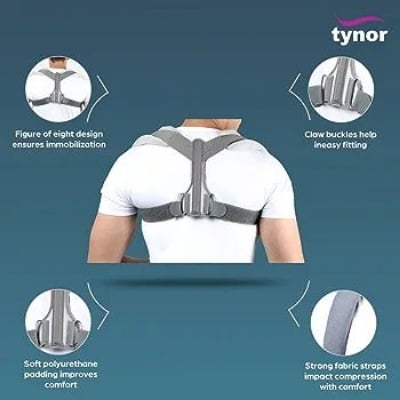 Picture of Tynor Clavicle Brace with Fastening Tape, Grey, M/L/XL, 1 Unit Multicolor