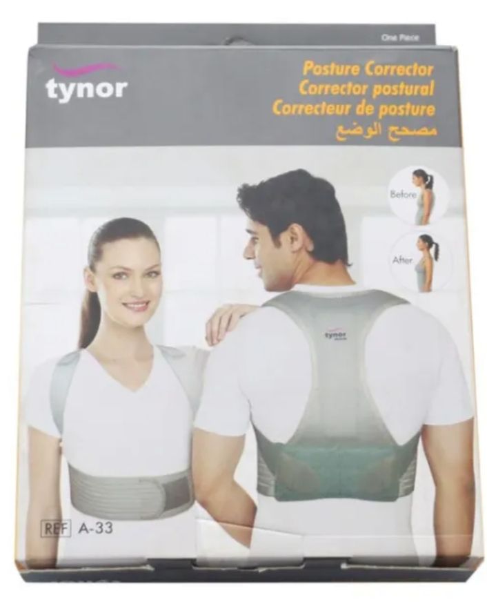 Picture of Adjustable Back Straenter for pain of Tynor posture modifier for ladies and men Grey