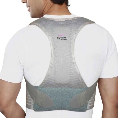 Picture of Adjustable Back Straenter for pain of Tynor posture modifier for ladies and men Grey