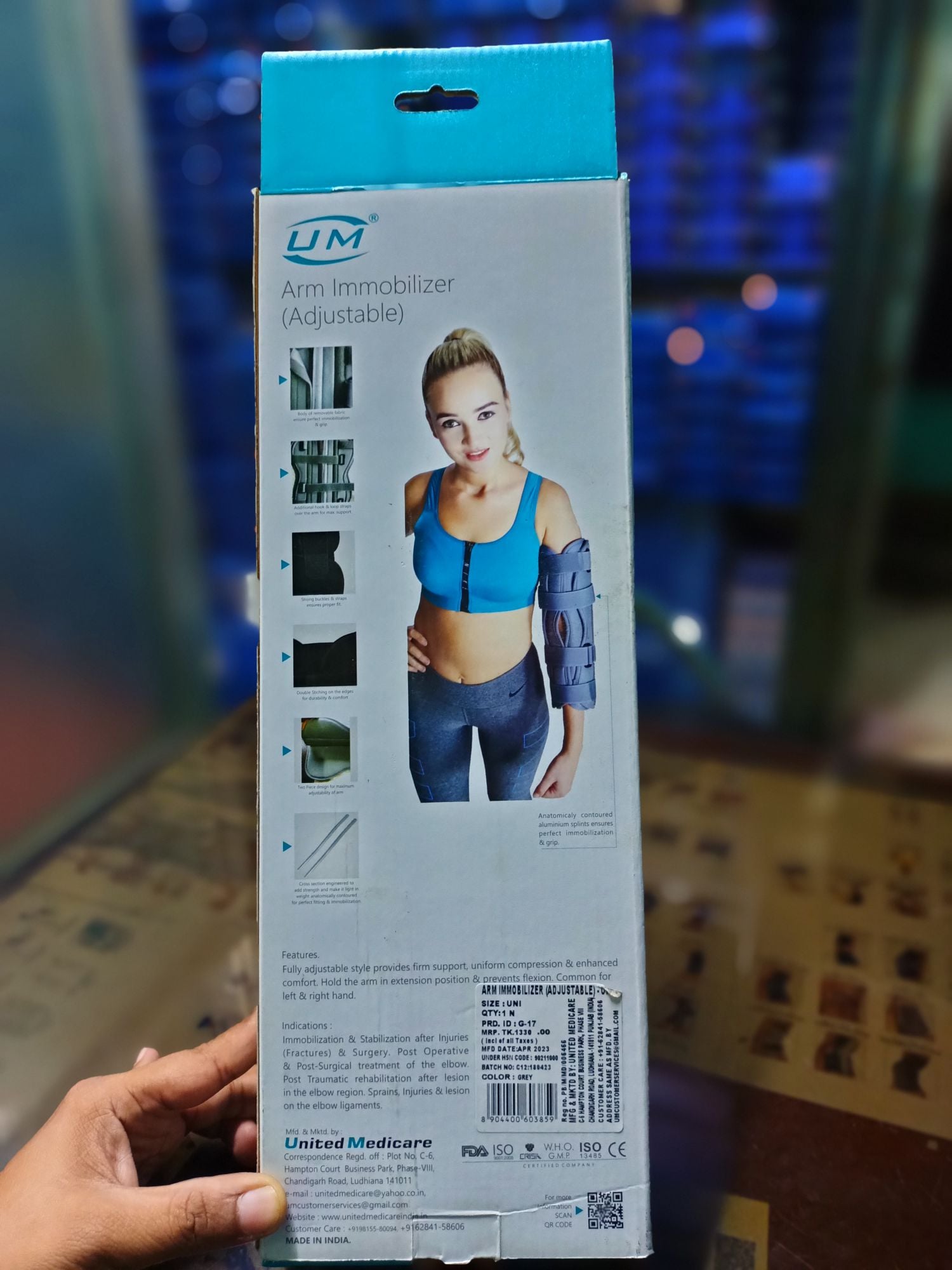 Picture of Arm immobilizer,arm brace,with adjustable, pain relief support Grey