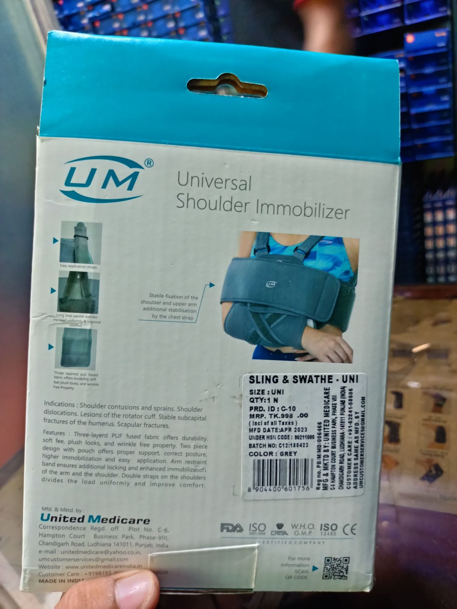 Picture of Universel shoulder immobilizer (sling & Swathe) size -free Grey
