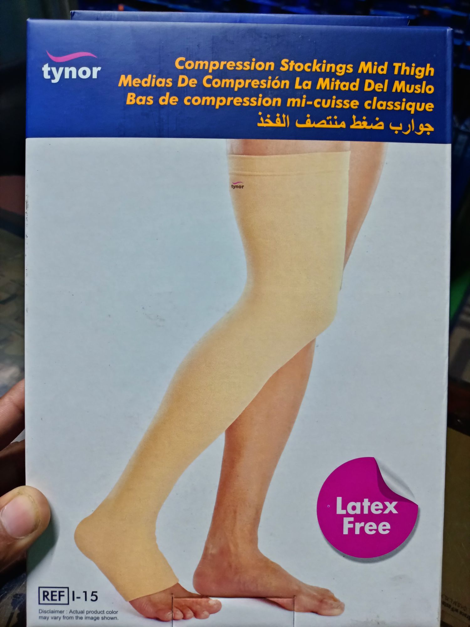Picture of Tynor Compression stockings -Thigh Lenght Open Toe - Asset Pharmacy Grey