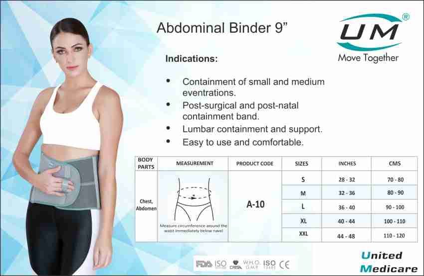 Picture of UM Abdominal Binder 9" For Waist support Pain Relief Belt.For men & Wamen Grey