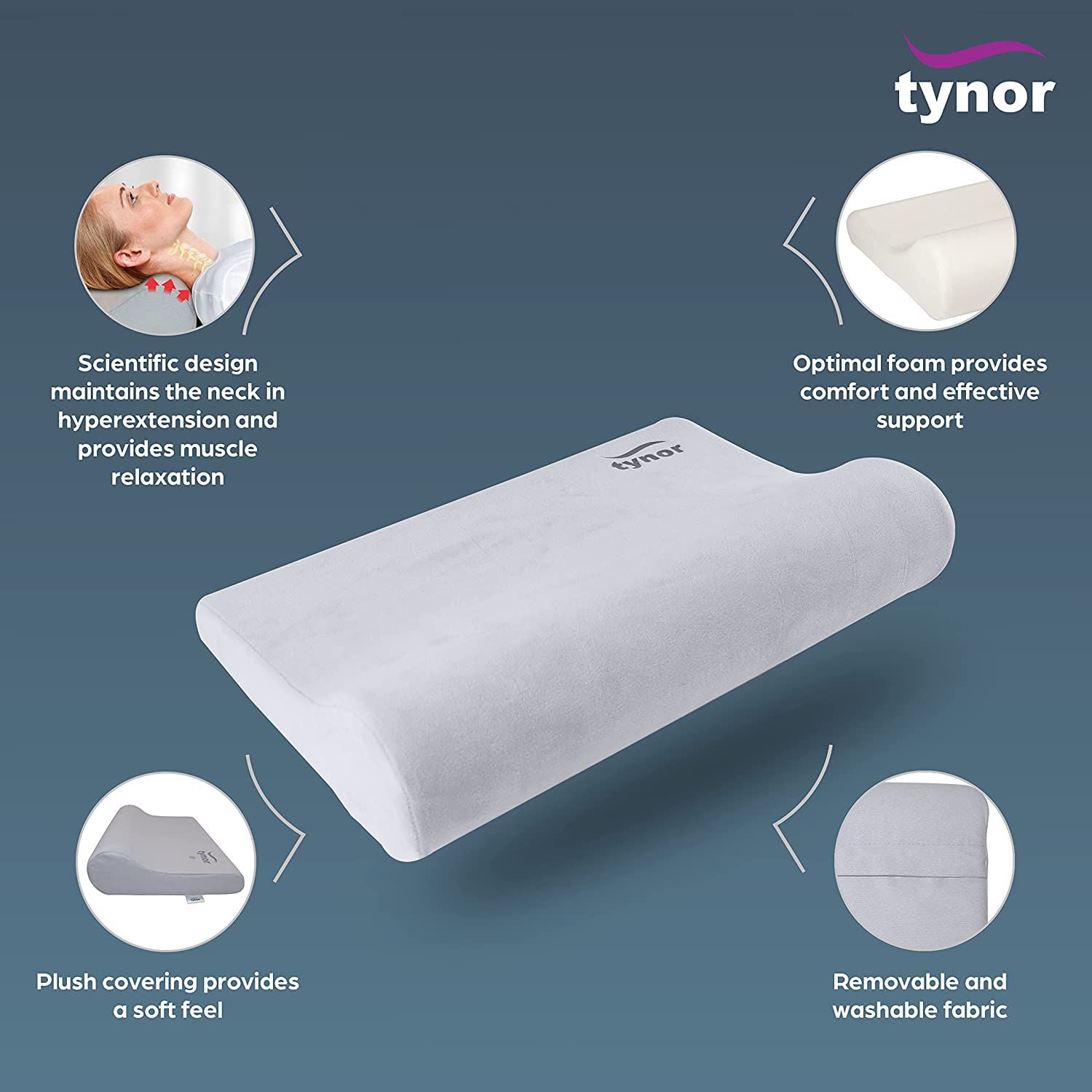 Picture of Tynor Cervical pillow Regular (Soft,Durable,Cervical Spine Posture) - Universal  Size Grey