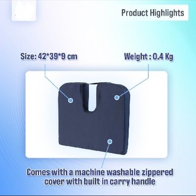 Picture of Coccyx set Cushion to Relieve Back, Sciatica and Tailbone pain Ideal for care, Office chair Black