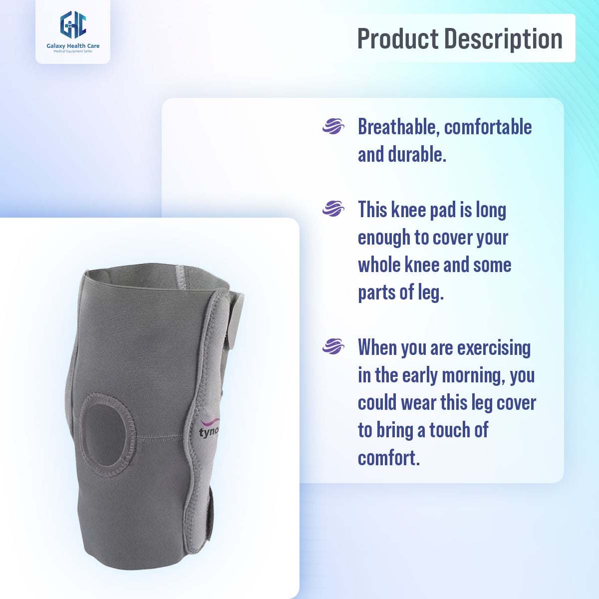 Picture of Tynor Elastic Support(Open Patella, Knee Cap Wrap Support, Compression, Pain Relief) 