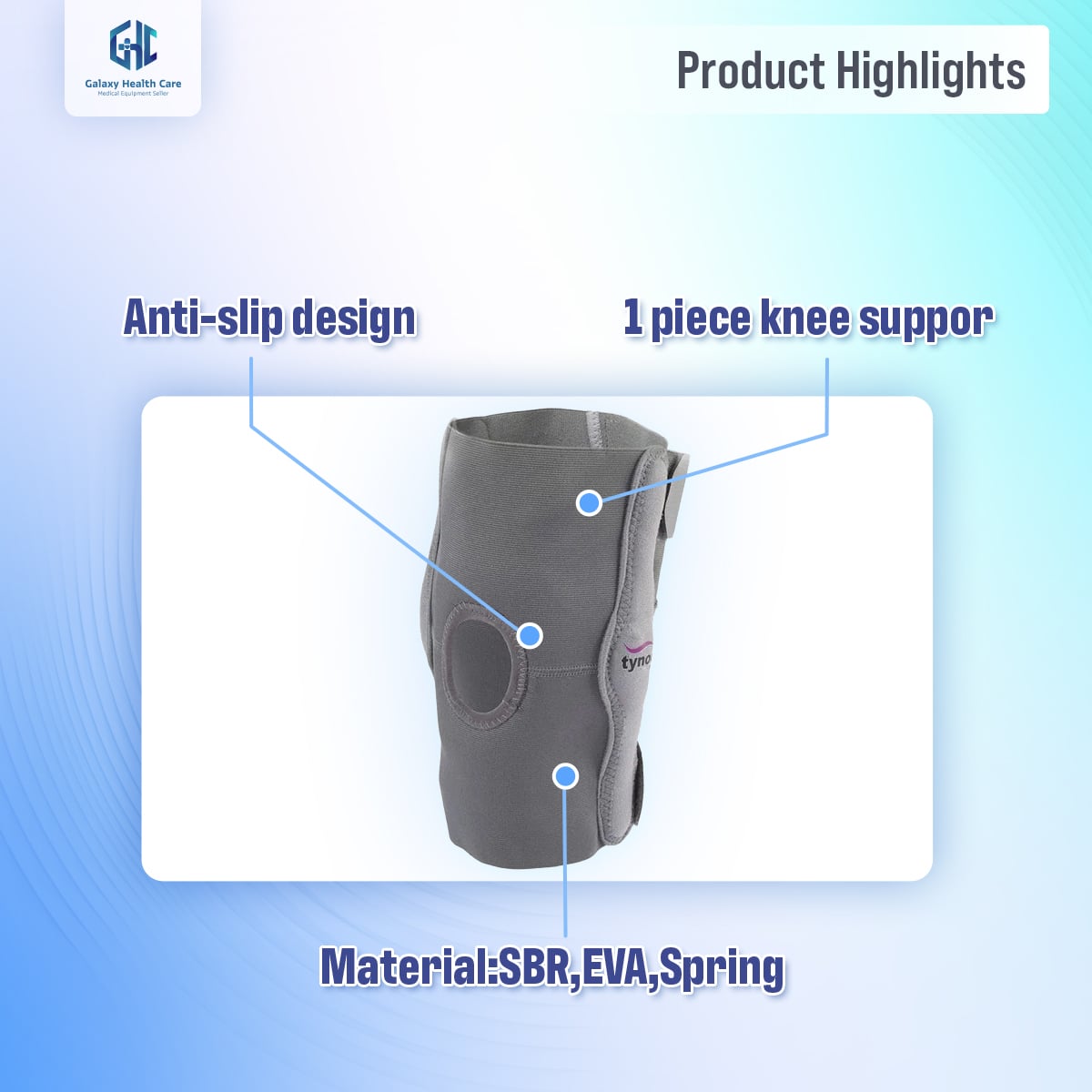 Picture of Tynor Elastic Support(Open Patella, Knee Cap Wrap Support, Compression, Pain Relief) 