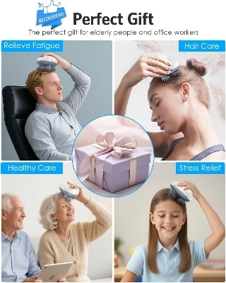 Picture of Upgraded Electric Scalp Massager, Portable Head Massager with Kneading 96 Massage Nodes, Handheld Head Scratcher Massager for Stress Relax and Pain Relief - Ideal Christmas Gifts for Women and Men Multicolor