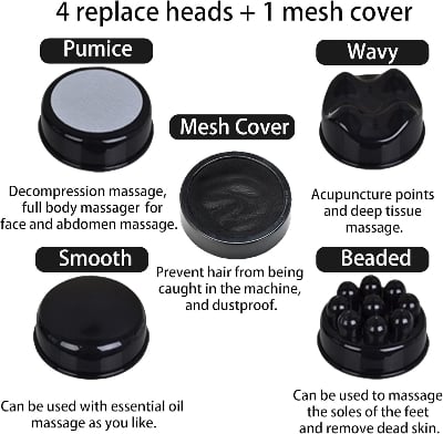 Picture of Handheld Electric Body Massager for Back & Foot – 4 Interchangeable Wand Heads, Full Body Massage Machine for Men & Women Black